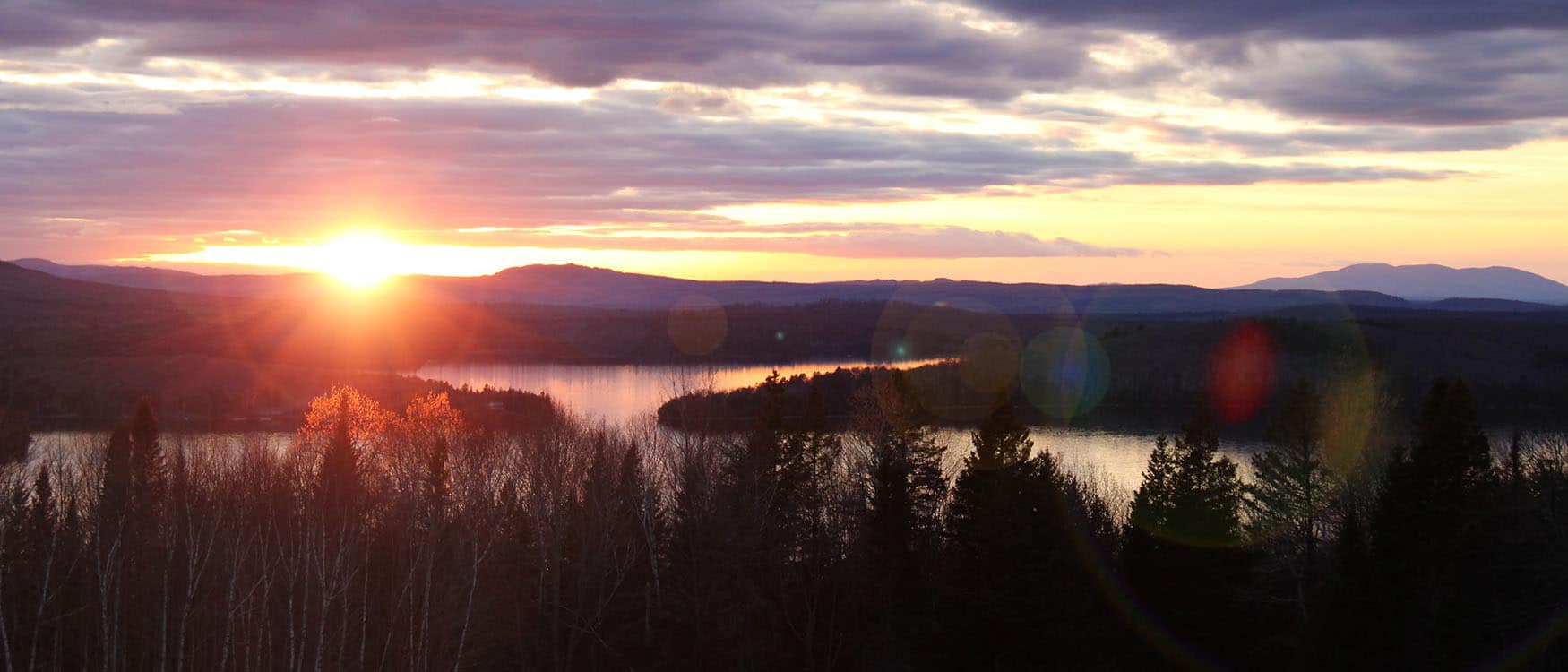 sunset over Moosehead Lake