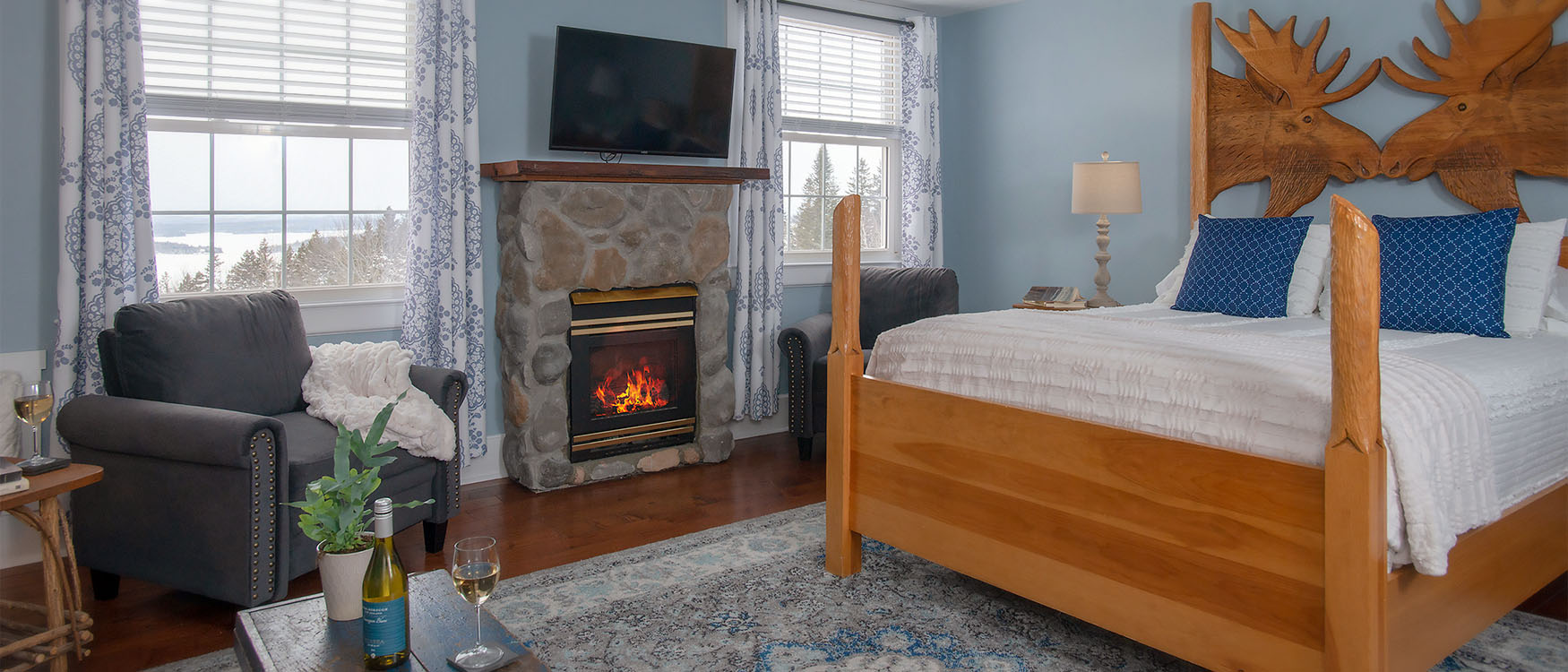 guestroom with fireplace