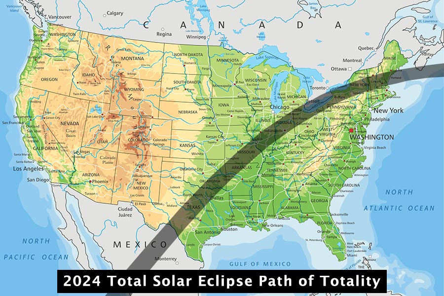 2024 Solar Eclipse path of totality
