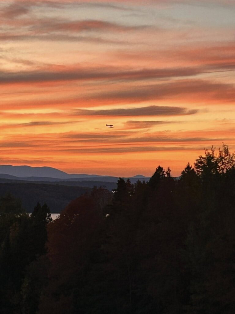 Seaplane at sunset